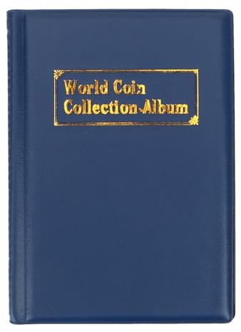 QuxetlRyz myntalbum 120 stycken myntalbum multikinetic PVC sedlar myntkollektion bok för samlare badge collectors tillbehör (blå)