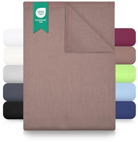 GREEN MARK Textilien sábana Plana 100% algodón – Sábana clásica sin elástico, Suave para la Piel, fácil de cuidar, Lavable a Alta Temperatura - Arena/Beige - 240x275 cm