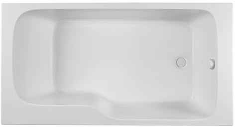 Jacob Delafon - Baignoire Bain-Douche MALICE + Vidage - 170x90cm version Droite - Pieds QuickClip - Antibactérien - Fabrication Française - Blanc - E6D145R-00