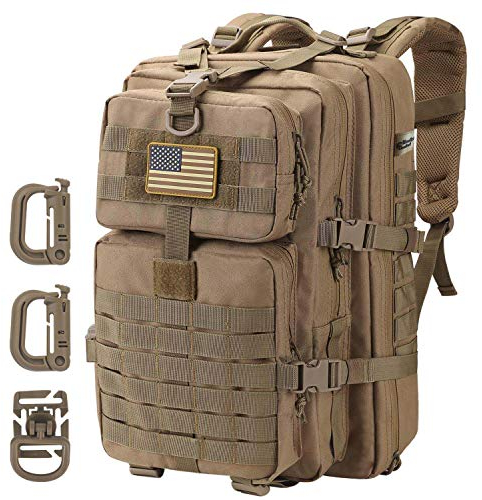 Hannibal Tactical 40L Militär Taktischer Rucksack US Cooper Rucksack Armee Assault Pack 3 Tage Bug Out Go Bag Trekking Wanderrucksack Coyote