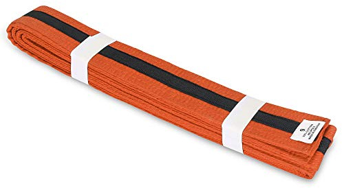 Martial Arts 1.75 Wide Karate/Taekwondo Double Wrap Belts with Black Stripe (Orange with Black Stripe, 2)