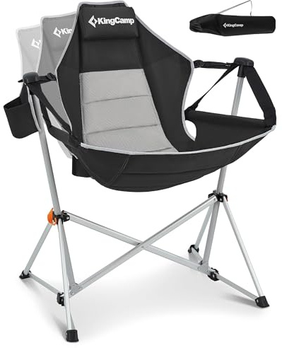 KingCamp Hammock Camping Chair, Swinging Portable Camp Chairs for Adults, 400lbs Heavy Duty Oversized Folding Rocking Chair with Adjustable Recline, Aluminum Alloy Frame for Outdoor Patio Beach Sport
