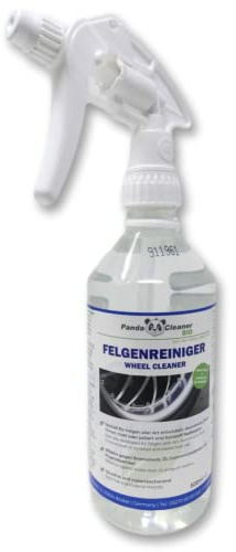 PandaCleaner Ekologiskt rengöringsmedel av stål och aluminiumfälgar – 500 ml spray, motorcykel och bil, fälgrengörare – syrafri och skonsam mot fälgen – kraftfullt ekologiskt rengöringsmedel (500 ml spray)