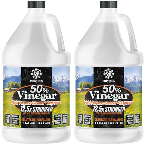 Calyptus 50% Pure Concentrated Vinegar | Maximum-Performance (12.5X) Power | Technical Grade | Dilutes Easily to 5% Acidity (1.5 Cups per Gallon) | Home and Outdoor Cleaning Concentrate | 2 Gallon