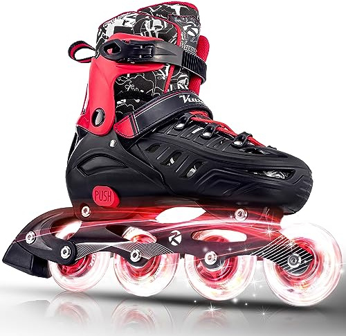 Inline Skates for Kids Adjustable Fun Illuminating Skates Girls Boys Ages 8-12 Patines para Niños Niñas Outdoor