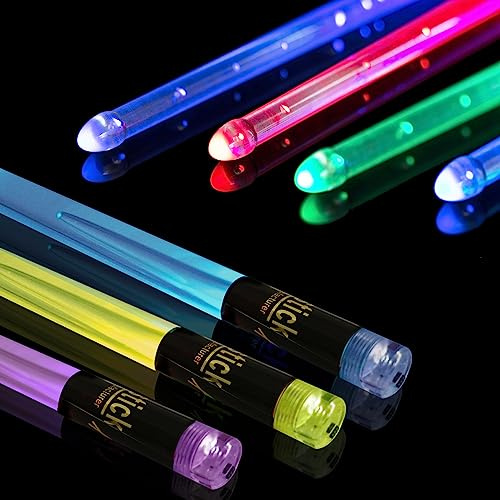 Light Up Drum Sticks Rechargeable 15 Color Changing Led Personalized Drumsticks for Kids Drummer Gifts Drum Accessories