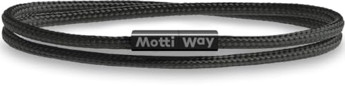 Motti Way Braccialetti Uomo E Donne, Nautici Corda Nero Magnetico Unisex Marinaio Impermeabile Bracciale, Taglia M/L
