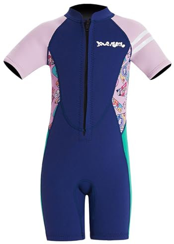 Maeau Shorty Neoprenanzug Jungen Nassanzüge 2.5mm Langarm Kurzarm Schnorchelanzug Kinder Sonnenschutz Tauchanzüge Schnell Trocknende Schwimmanzug Einteilige Stretch Rash Guard für Wassersport M