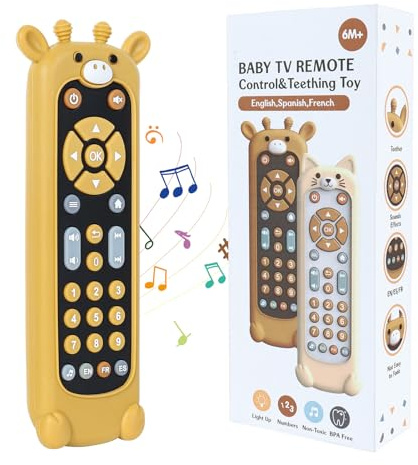 Orzbow Baby Remote Control Toy with Silicone Giraffe Teether Cover, Black