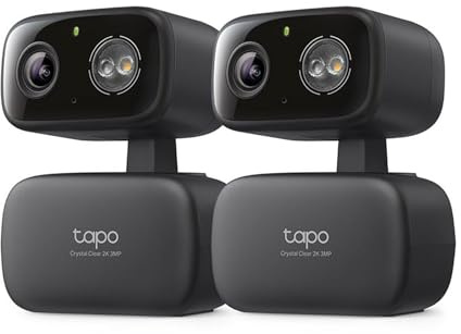 Tapo 2K Indoor/Outdoor Pan/Tilt Wired Security Camera - Baby Monitoring, Person & Baby Cry Detection, 360° Motion Tracking, Night Vision, No-Subscription Local Storage or Optional Cloud, C217 (2-Pack)