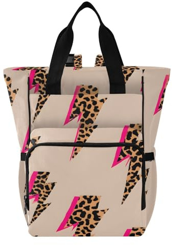 OWFKAY Mochila para pañales de bebé, bolsas de cambio de pañales multifuncionales para bebé con bolsillos aislados - patrón de estampado de leopardo relámpago