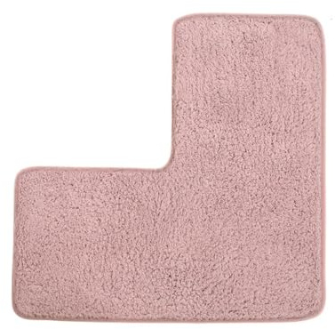 Thickened Bathroom Absorbent Floor Mat L-shaped Flannel Furry Shower Rug Non-slip WC Toilet Mats(Pink)