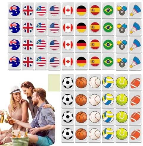 Senermter 65 Pièces Seaside Escape Mahjong, Blocs De Jeu De Mahjong avec Motif Drapeau, Jeux De Société D'évasion en Bord De Mer, pour, Voyage, Réunion De Fête