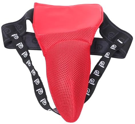 MUSISALY Coquille Protège-aine de Boxe Rouge Ventilée, Protection Renforcée Les Chocs, Ajustable pour Taekwondo, MMA et Sports de Combat, Équipement D’entraînement Respirant pour Arts