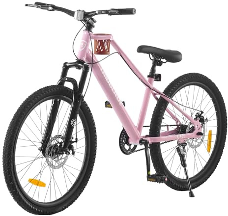 BSTSEL 20/24 Inch Wheels Cruiser Bike with Coffee Cup Holder, Dual Dis Brakes, Front Suspension Bicycle School/City Bike for Girls Boys Womens Mens Teenagers (Pink, 20 Inch)