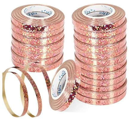 20 Pièces Serpentin Brillant 10 M X 5 MM,Decoration Serpentins Anniversaire,HMCEY Curling Ribbon,Ruban pour Cadeau Emballage,Ruban Decoratif pour Paquet Cadeau pour Artisanat, Décoration - Champagne