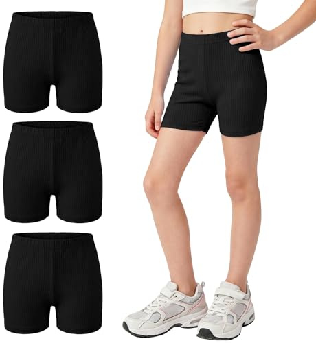 Hoseay Pantalones Cortos Niña Algodón Lote de 3 Leggings 14-16, Negro