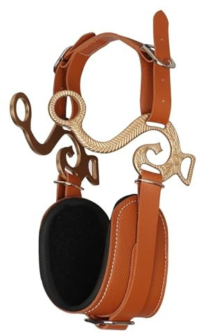 Cavezza Per Cavallo Hackamore professionale in pelle marrone for cavallo, capezzina imbottita e regolabile con catena for cordolo migliora il comfort di guida