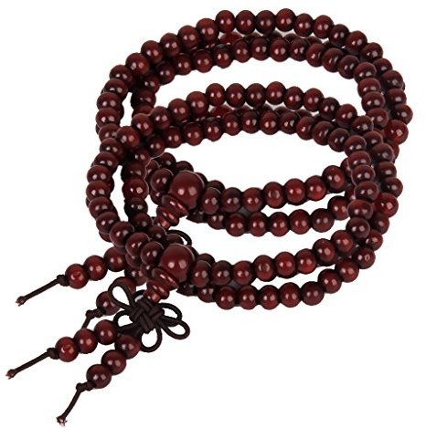 Baoblaze 2X Buddha Tibetano Buddista 108 di Preghiera in Legno Collana Bracciale Mala