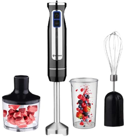 Frullatore tritatutto multifunzione 3 in 1 | Tritatutto 8 velocità con 860ml Bicchiere 600ml Frusta | Minipimer Mixer a Immersione 800 W con Luce Led