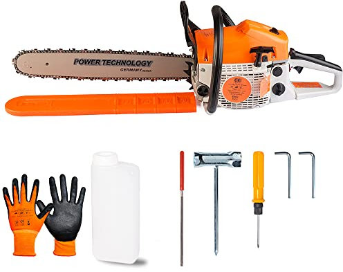 AMC Motosega a scoppio 52 cc taglio professionale 2 tempi con lama lunga 50 cm kit montaggio e corpicatena adatto per fai da te o professionisti