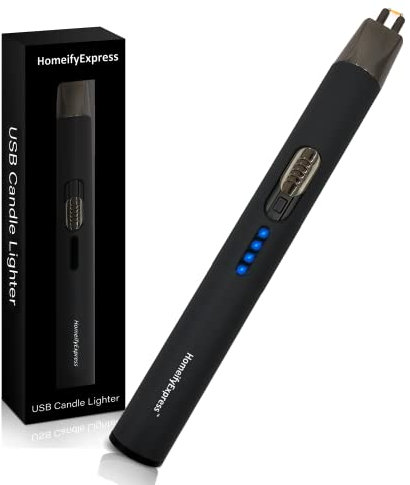 Homeify Express Electric Arc Lighter, Windproof & Splashproof, Rechargeable USB, Long Lighter for Home, Kitchen, Gas Stove, Candles, Camping, BBQ (Black, Modern Style)