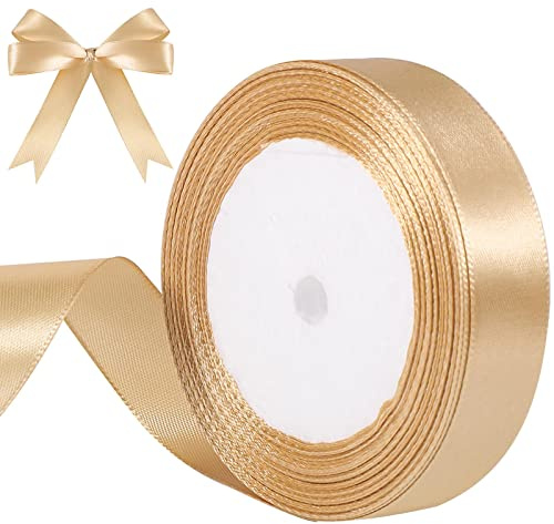 22m*20mm Ruban Satin Doré, Ruban Cadeau Emballage pour Emballage Cadeau Décoration Mariage Fête des Mères Anniversaire
