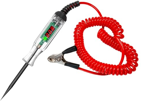 Upgraded Automotive Test Light, 3-90V DC LED Digital Circuit Tester Pen Tool with Extended Spring Wire for Checking Vehicle Car Truck Motorcycle Boat Fuses and Battery Voltage
