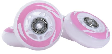 MADIVO Reservhjul + kullager för inlines | set om 4 rullar 64 mm/82 A ABEC-5 lager | Perfekt för inline-skridskor för barn och vuxna | vit/rosa