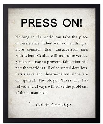 Poster Master Calvin Coolidge Poster - Press On Print - Motivational Quote Art - Inspiring Graduation Gift for Men, Women, Student - Typography Wall Decor for Classroom, Dorm, 11x14 Black Framed