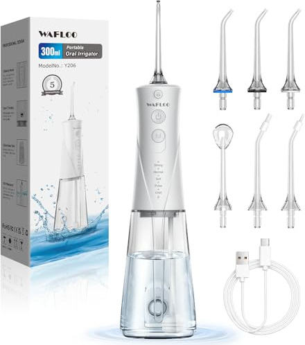 Water Flossers for Teeth - 5 Modes, 6 Flossing Tips, Rechargeable Cordless Portable 300ML Larger Tank Electric Waterflosser Cleaner IPX7 Waterproof Floss Cleaning Teeth Pick for Home Travel
