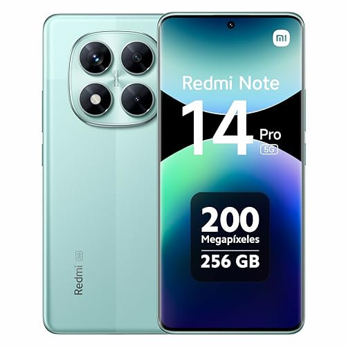 Xiaomi Redmi Note 14 Pro 5G - Smartphone de 8+256GB, Pantalla de 6.67 AMOLED FHD+ 120Hz, MediaTek Dimensity 7300-Ultra, cámara de 200MP, 5110 mAh, Cargador no Incluido, Verde (Versión ES)