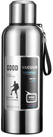 Stainless Steel Flask Insulated Water Bottle 1L/2L Large Capacity Vacuum Flask for Hot and Cold Drink Leakproof Metal Bottles for Travel Sport Home Use (2000ml)