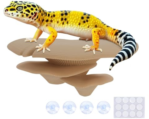 Westant Mushroom Decor for Reptile Tank, Fish Tank, Pet-Safe Bearded Dragon Tank Accessories, Realistic Terrarium Plants for Leopard Geckos, Crested Geckos, Tree Frogs, Snakes (Almond, Trio Cap)