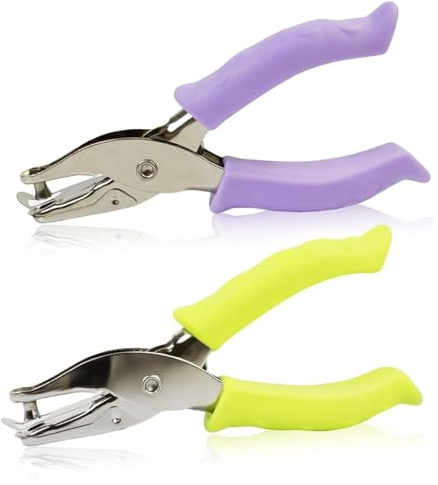 2Pcs Single Hole Punch, 3mm and 6mm Handheld Punch for Paper, Metal Puncher with Soft Grip for Crafting, Scrapbooking, Tags, Tickets and DIY