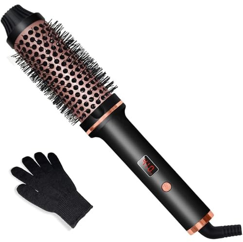 BEOSIOR Curling Iron Brush, 3 in 1 Hot Brush Hair Curler with 5 Temperature Settings, Corded Heated Curling Wand, Portable Hot Comb Curling Iron for All Hair Types