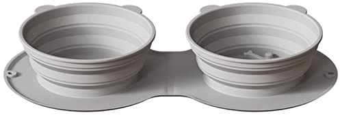 Cuencos plegables portátiles para perros y gatos, para caminar, para agua, platos de comida portátiles, doble tazón, cuencos de viaje para perros de tamaño perro