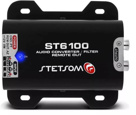 Stetsom ST6100-3-in-1 Product: Car Audio Converter (Wire to RCA), Noise Filter, and Remote Output Activated by Sound for Original Factory Radio Player