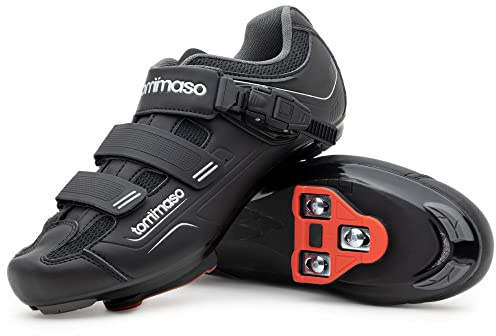 Tommaso Strada 200 Ready-to-Ride Mens Peloton Cycle Shoes—Road Bicycles & Indoor Cycling Shoes for Bikes with Delta Cleats—Explore Mens Bike Accessories—Black-Delta (Buckle)—Size 10US—43EU