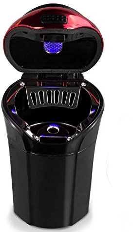 Car Ashtray Lighter Set Detachable With Lid, Blue LED Light Indicator for Home, Office and Travel