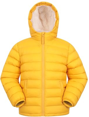 Mountain Warehouse Seasons Kids Padded Hooded Jacket | Water Resistant Childrens Fur-Lined Puffer Coat for Boys & Girls, Lightweight & Insulated for Warmth, for School, Light Rain
