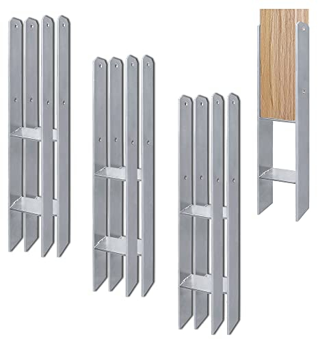 NAIZY Soporte para postes en H 6 piezas de anclaje de poste galvanizado en caliente 600 mm de longitud Poste de anclaje en H duradero 91 mm de ancho poste de madera, para cocheras palafitos torres