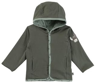 Sterntaler Babyjacke zum Wenden aus Baumwolljersey - mit Kapuze und Druckknöpfen - Wendeseite einfarbig mit seitlichen Eingrifftaschen - Unisex Sommerjacke Baby und Kleinkind, mattgrün, Größe 68