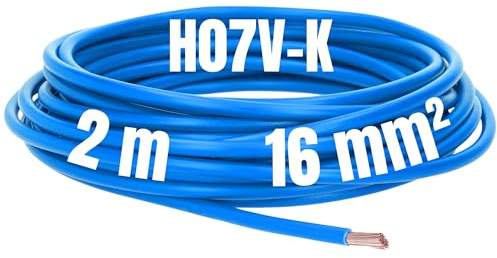 Kalitec 2 Meter H07V-K 16 mm² blau Verdrahtungsleitung I Aderleitung flexibel I Litze 16mm2 I Verdrahtung feindrätig I Einzelleitung Zählerschrank I Kabel eindrähtig für Schaltschrank