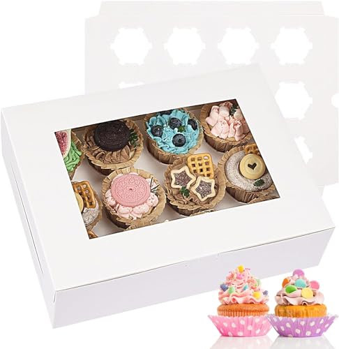 Best ZOIKOM 12 Boite Cupcakes 12 Trous, Muffins, gateau,boite patisserie carton pour pâtisseries,Biscuits,Petits gâteaux,Tarte,Cupcakes,Blanc (12)