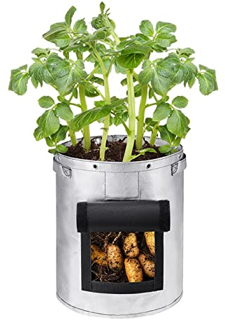 Pflanzbeutel für Kartoffeln, Pflanzbeutel für den Garten, Pflanztopf mit Griffen und Erntefenster für Kartoffeln, Tomaten und Gemüse (L 43 Liter 10 Gallonen)