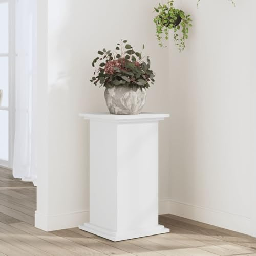 Homgoday Växtställ blomställ, dekorativ pelare för växter, blompall blompelare blombord blomkrukshållare beställningsbord vit 33 x 33 x 60 cm träbaserade material