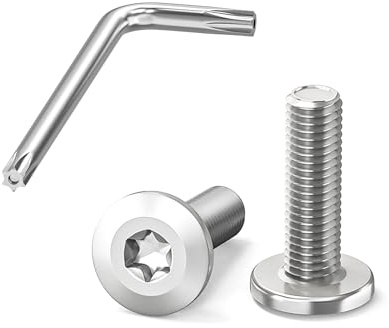 Dayalo 20 stycken platt huvudskruvar M5 x 16 mm, M5-skruvar Torx | Skruvar i rostfritt stål, gängade skruvar M5, rostfritt stål A2 V2A, helgängad, med nyckel för möbelbeslag och reparationer