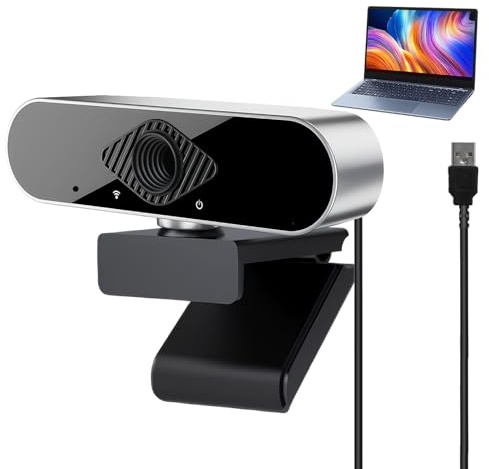 GCNWW USB Webcam for PC with Microphone, 1080P Full HD Plug-and-Play, Auto Light Correction and Noise Canceling, 360°View Web Cam Computer Camera for Video Calling Live Streaming Gaming Conferences