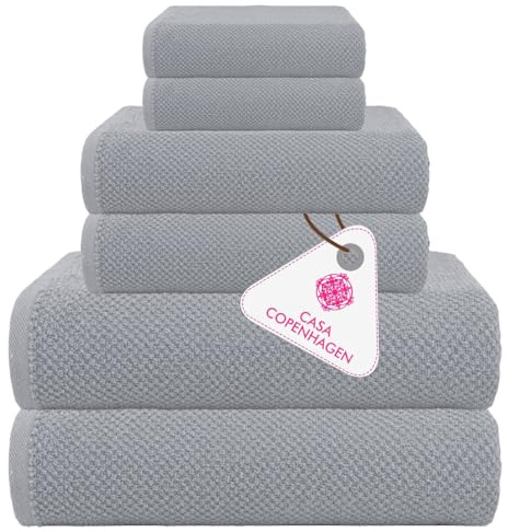 Casa Copenhagen Popcorn Textured 6 teiliges Klein Badetücher Set - Elfenbein, 550 g/m², 6 teiliges Klein Badetücher, Baumwolle Handtüchern Rau und zäh Einsatz, Geschenkset für Badezimmer
